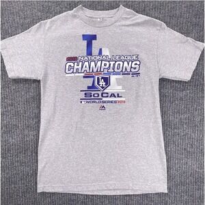 Majestic Dodgers 2018 NL Champions T-Shirt Mens M Gray World Series MLB Gorpcore
